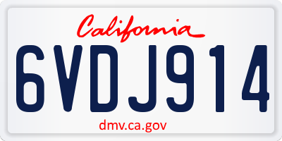 CA license plate 6VDJ914