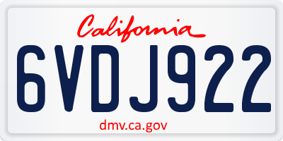 CA license plate 6VDJ922