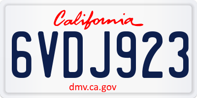 CA license plate 6VDJ923