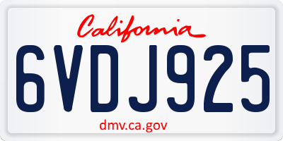 CA license plate 6VDJ925