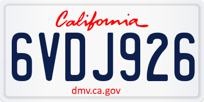CA license plate 6VDJ926