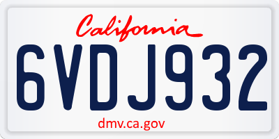CA license plate 6VDJ932