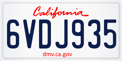 CA license plate 6VDJ935