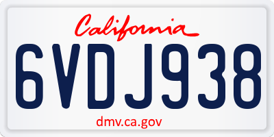 CA license plate 6VDJ938