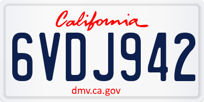 CA license plate 6VDJ942
