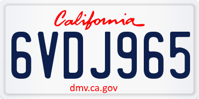 CA license plate 6VDJ965