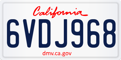 CA license plate 6VDJ968