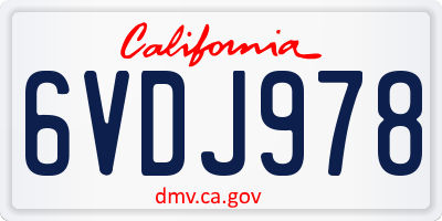 CA license plate 6VDJ978