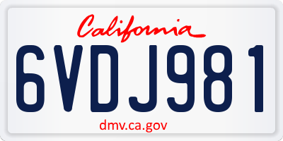 CA license plate 6VDJ981