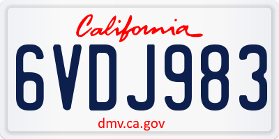 CA license plate 6VDJ983