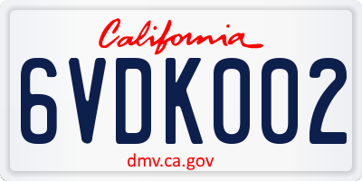 CA license plate 6VDK002