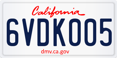 CA license plate 6VDK005