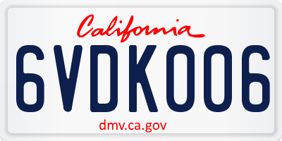 CA license plate 6VDK006