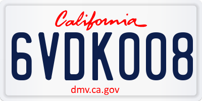 CA license plate 6VDK008
