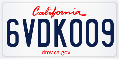 CA license plate 6VDK009