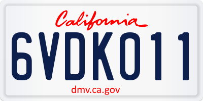 CA license plate 6VDK011
