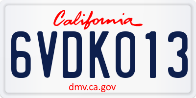 CA license plate 6VDK013