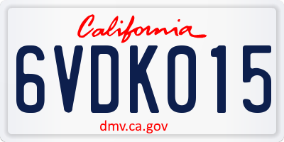 CA license plate 6VDK015