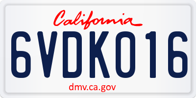 CA license plate 6VDK016