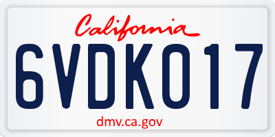 CA license plate 6VDK017