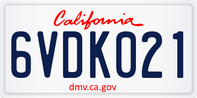 CA license plate 6VDK021