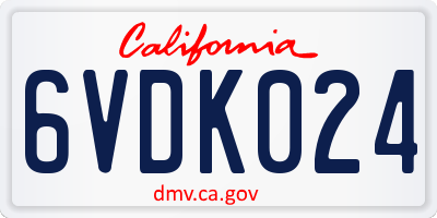 CA license plate 6VDK024