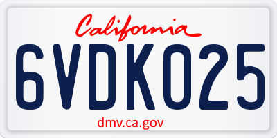 CA license plate 6VDK025