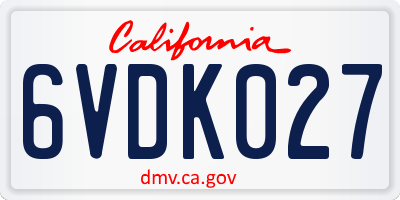 CA license plate 6VDK027