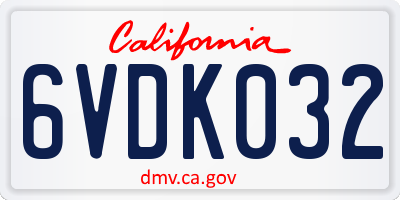 CA license plate 6VDK032