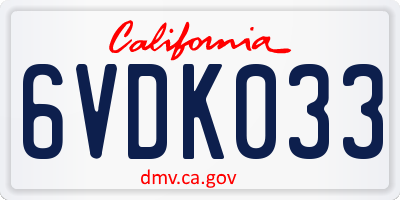 CA license plate 6VDK033
