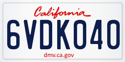 CA license plate 6VDK040