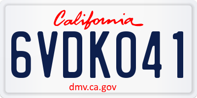 CA license plate 6VDK041