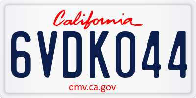 CA license plate 6VDK044