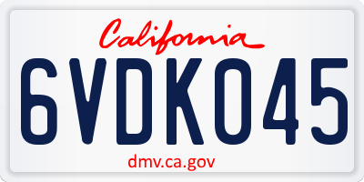 CA license plate 6VDK045