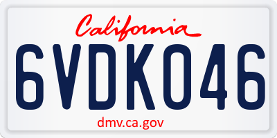 CA license plate 6VDK046