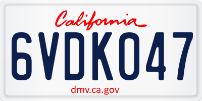 CA license plate 6VDK047