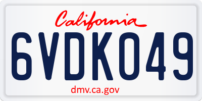 CA license plate 6VDK049