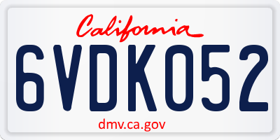 CA license plate 6VDK052