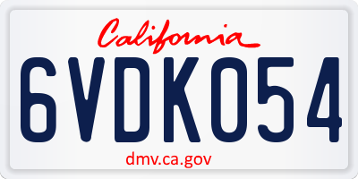 CA license plate 6VDK054