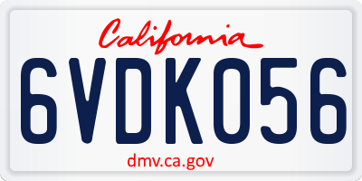 CA license plate 6VDK056
