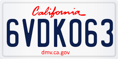 CA license plate 6VDK063