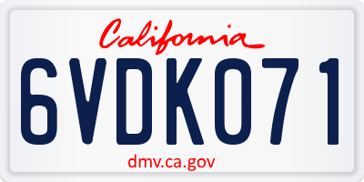 CA license plate 6VDK071