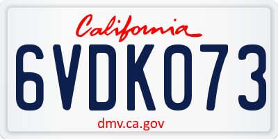 CA license plate 6VDK073