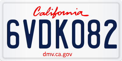 CA license plate 6VDK082