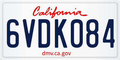 CA license plate 6VDK084