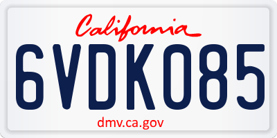 CA license plate 6VDK085