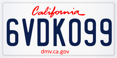 CA license plate 6VDK099