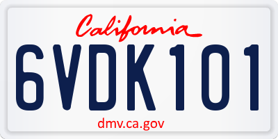 CA license plate 6VDK101