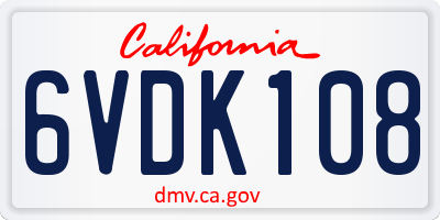 CA license plate 6VDK108