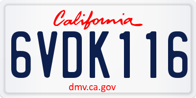 CA license plate 6VDK116